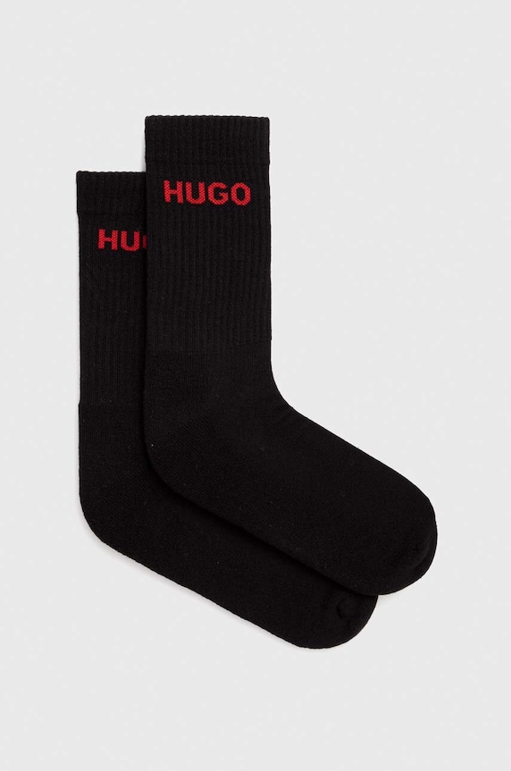 HUGO шкарпетки чоловічі з бавовною 6P QS RIB LOGO CC 6-пак довгі шкарпетки чорний 50510187