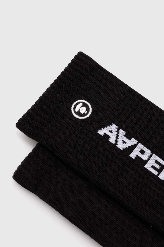 Čarape AAPE Rib AS04867 crna SS24