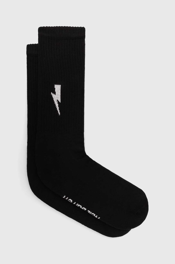 Neil Barett șosete BOLT COTTON SKATE SOCKS sosete lungi negru PBAC116.C9400.514