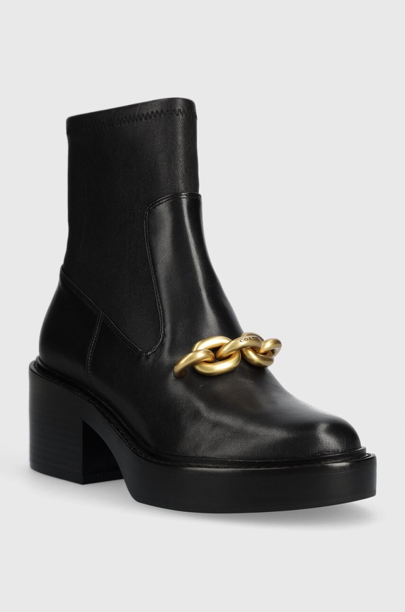 Kožené členkové topánky Coach Kenna CK031.BLK čierna AW23