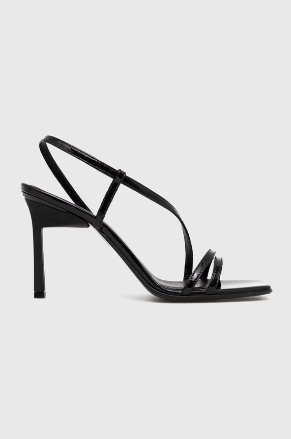 Kožené sandály Calvin Klein GEO STILETTO ASY SAN více než 8 cm černá HW0HW01609