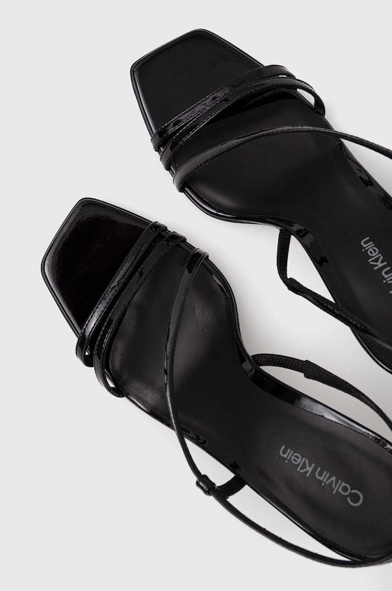 Kožené sandály Calvin Klein GEO STILETTO ASY SAN černá HW0HW01609