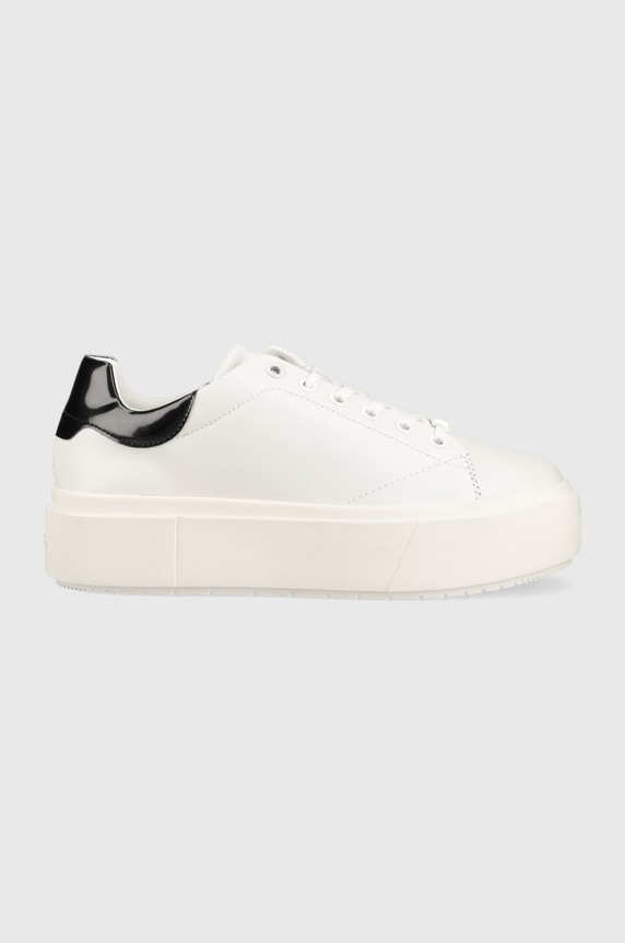 Calvin Klein bőr sportcipő SQUARED FLATFORM CUP platformos fehér HW0HW01775