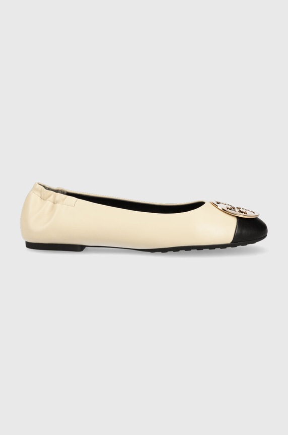 Tory Burch baleriny skórzane Claire Cap Toe Ballet beżowy 148336.001