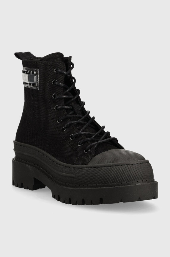 Nízké kozačky Tommy Jeans TJW FOXING CANVAS BOOT EN0EN02216 černá AW23