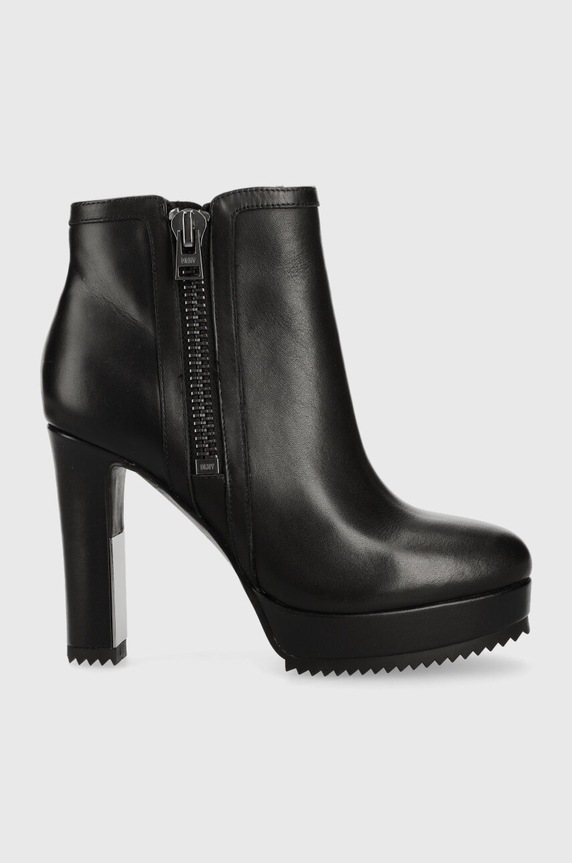 Členkové topánky Dkny K2304397 Liana usňová koža čierna K2304397.BLK