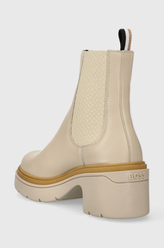 Cipők BOSS bőr bokacsizma Carol 50498804.118 bézs