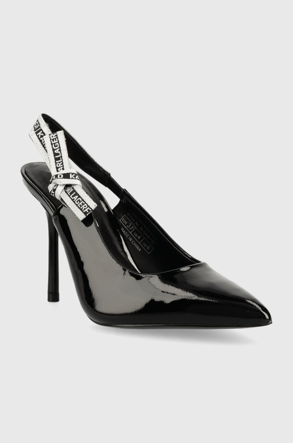 Кожени обувки с висок ток Karl Lagerfeld SARABANDE KL30908.1BP черен AW23