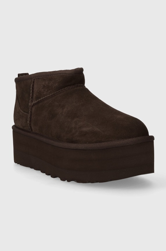 UGG śniegowce zamszowe Classic Ultra Mini Platform 1135092.BCDR brązowy AW23