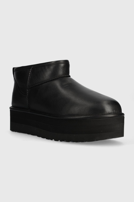 UGG śniegowce skórzane Classic Ultra Mini Platform 1141510.BLLE czarny AA00