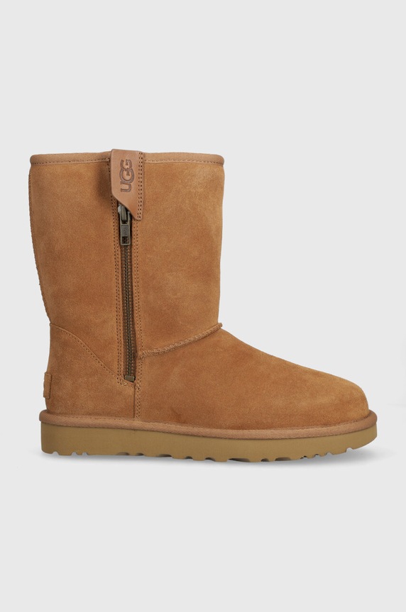 UGG śniegowce zamszowe Classic Short Bailey Zip na zamek brązowy 1144043.CHE