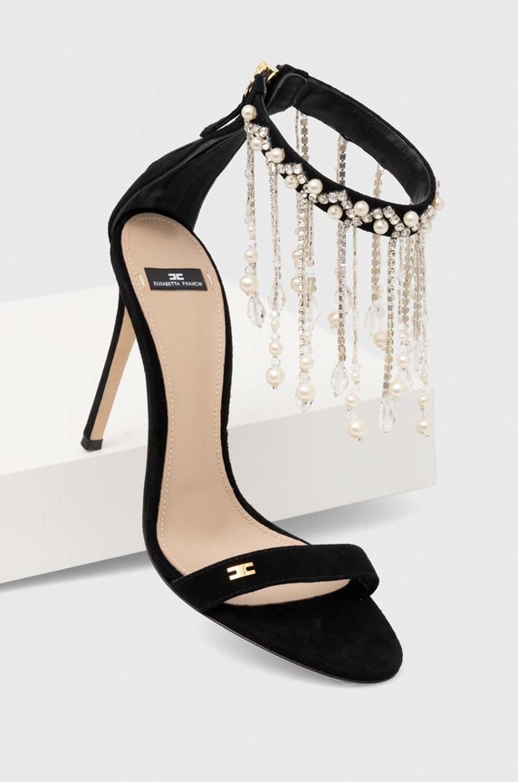 Πέδιλα σουέτ Elisabetta Franchi SA04L37E2.110 μαύρο AW23