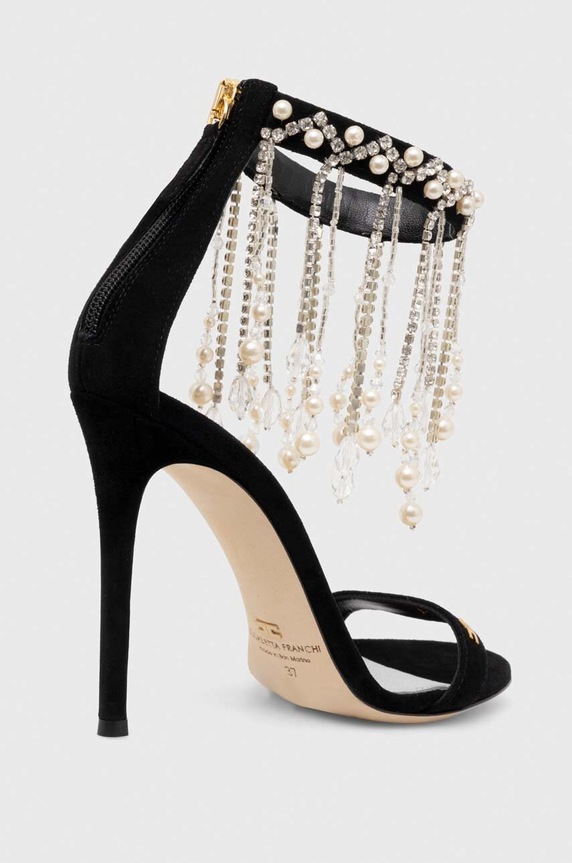 Παπούτσια Πέδιλα σουέτ Elisabetta Franchi SA04L37E2.110 μαύρο