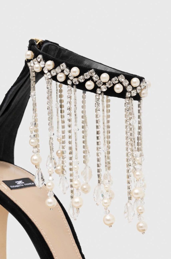 Πέδιλα σουέτ Elisabetta Franchi μαύρο SA04L37E2.110