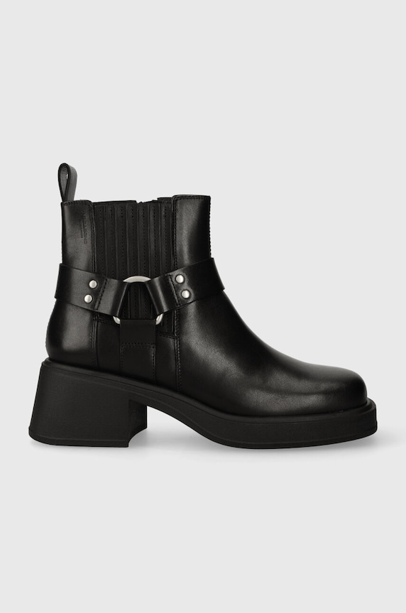 Vagabond Shoemakers botki skórzane DORAH płaski czarny 5642.801.20