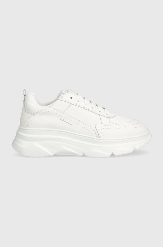 Kožené sneakers boty Copenhagen Vitello platforma bílá CPH40