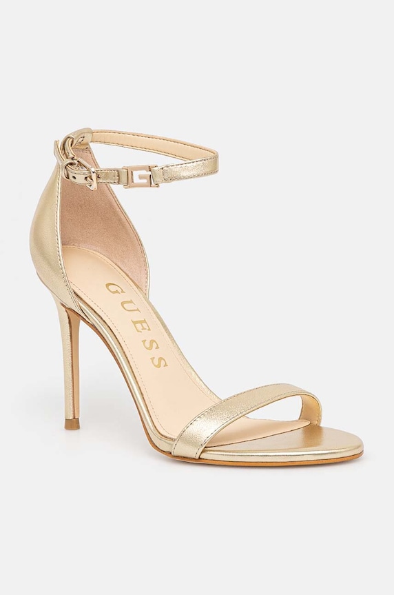 Δερμάτινα πέδιλα Guess KABAIL3 στιλέτο χρυσαφί FL8KIL.LEA03.PLATI