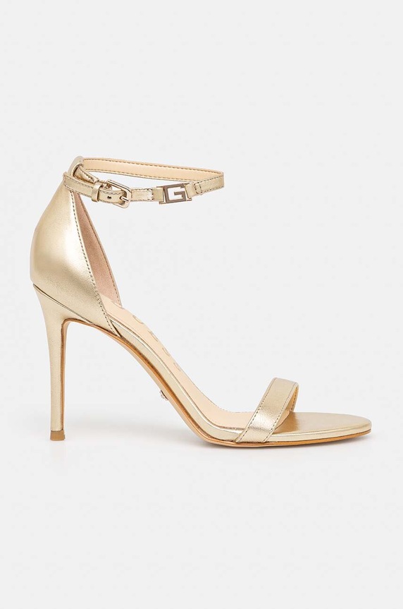Δερμάτινα πέδιλα Guess KABAIL3 FL8KIL.LEA03.PLATI χρυσαφί AW23
