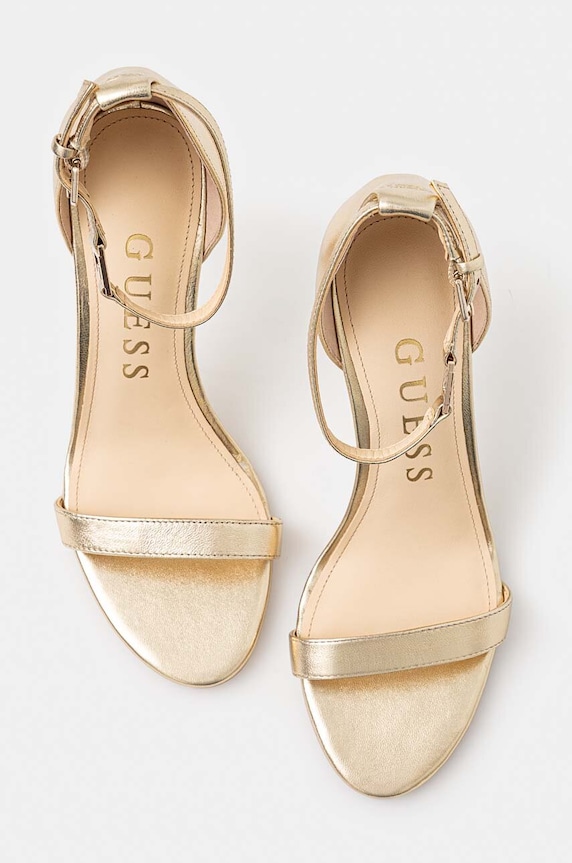 Δερμάτινα πέδιλα Guess KABAIL3 FL8KIL.LEA03.PLATI χρυσαφί