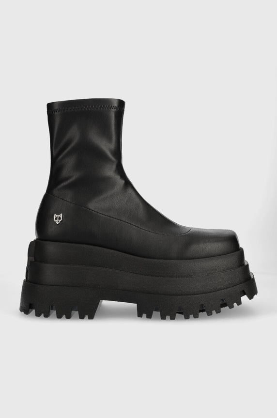 Naked Wolfe ankle boots Sassy faux grain leather black Sassy.Black.Stretch