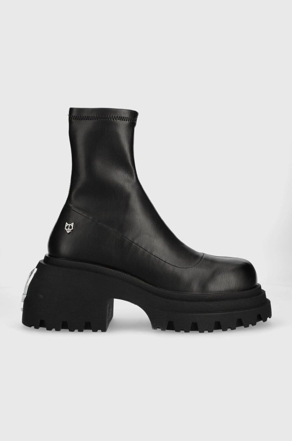 Naked Wolfe ankle boots Secret faux grain leather black Secret.Black