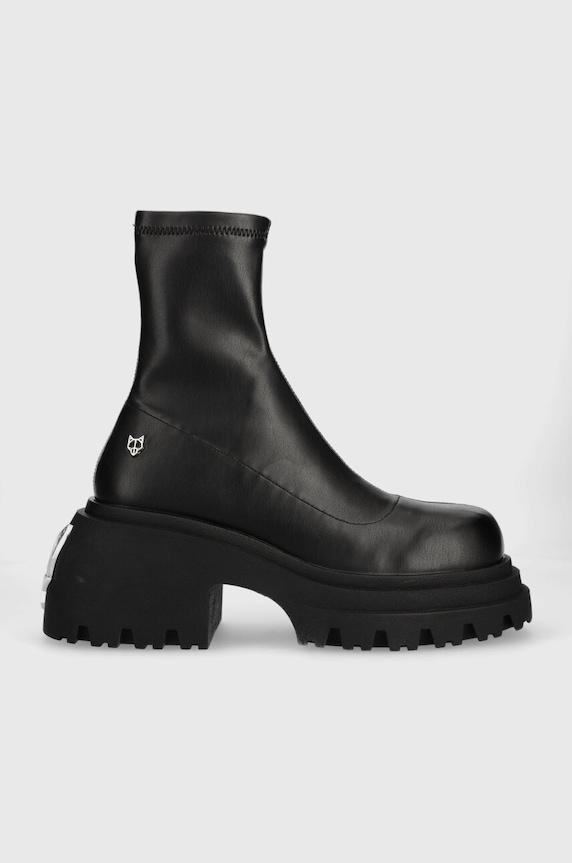 Naked Wolfe ankle boots Secret faux grain leather black Secret.Black