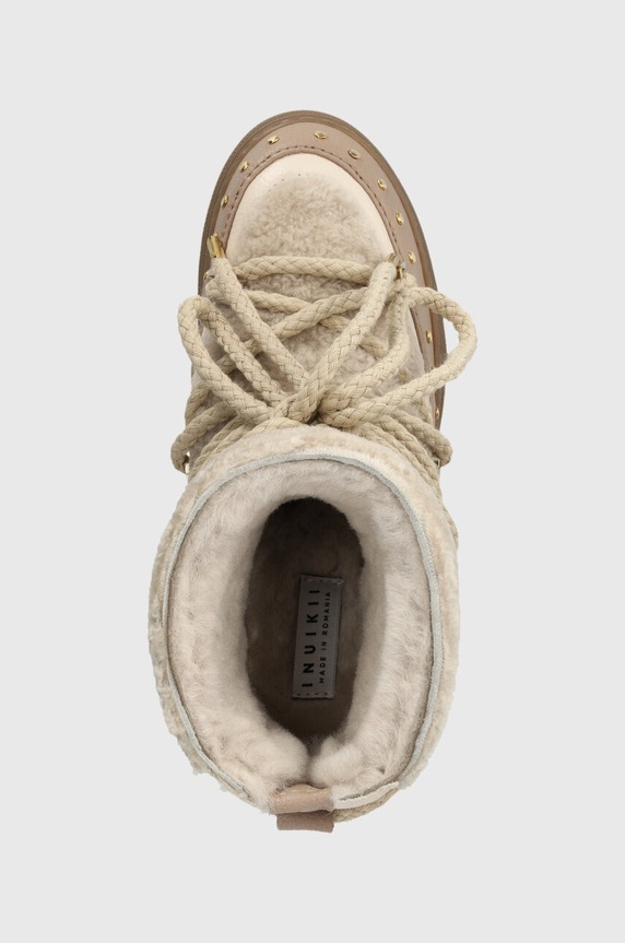 Inuikii śniegowce skórzane Curly Rock Wedge beżowy 75103.076.Beige