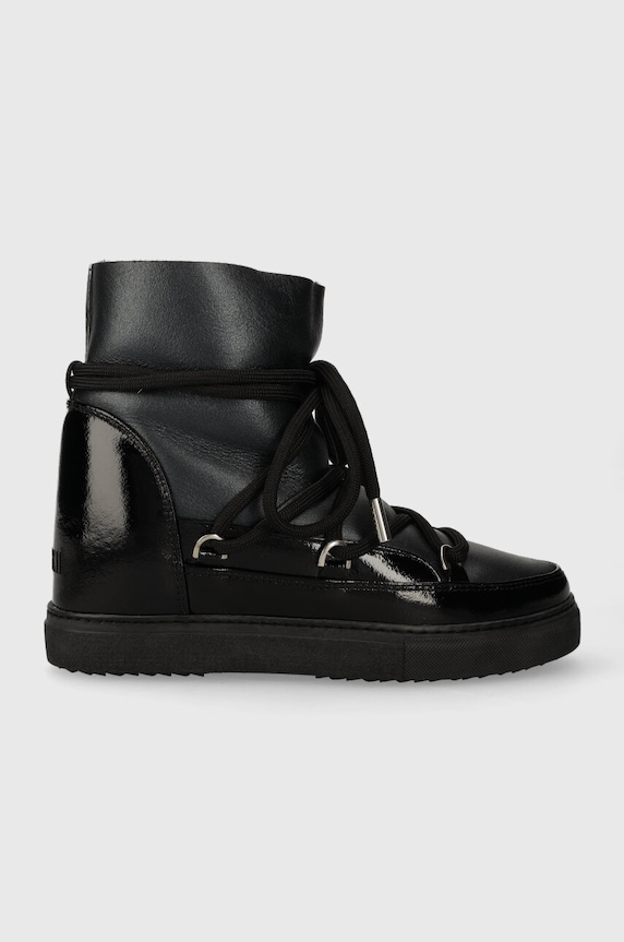 Inuikii bocanci de piele Gloss Wedge izolat negru 1001.004.0051.000