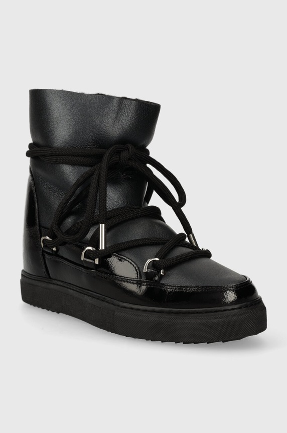 Inuikii bocanci de piele Gloss Wedge 1001.004.0051.000 negru AW25