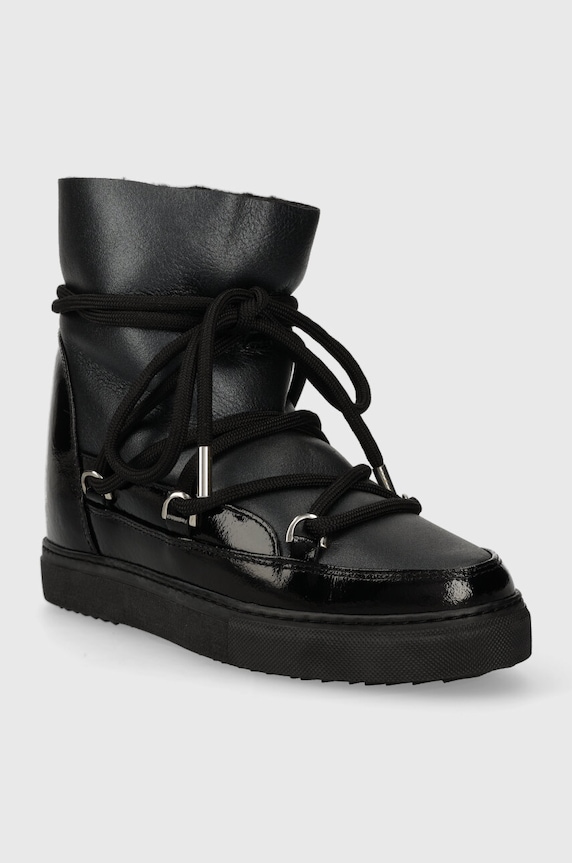 Inuikii bocanci de piele Gloss Wedge 1001.004.0051.000 negru AW25