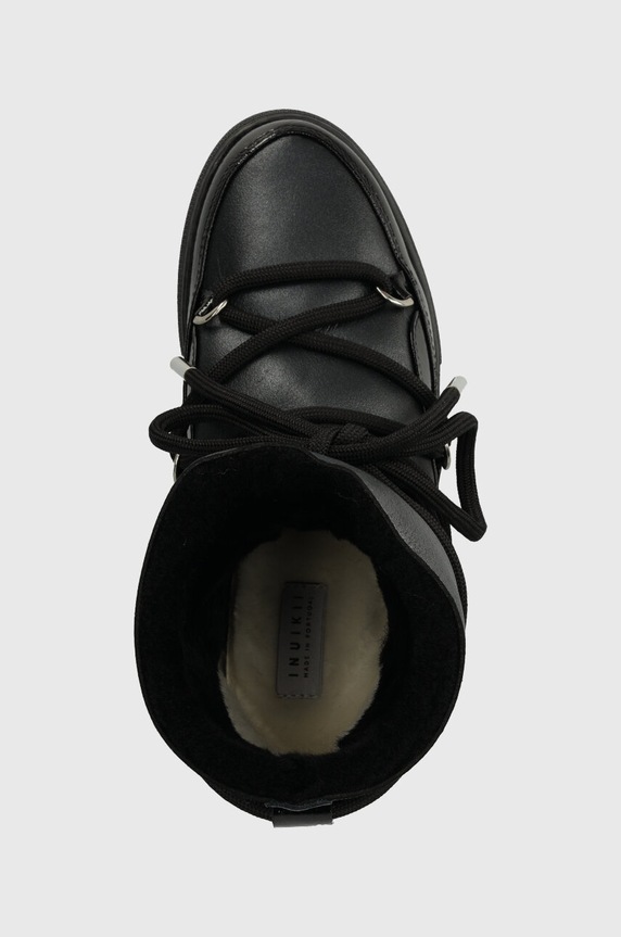Inuikii bocanci de piele Gloss Wedge negru 1001.004.0051.000