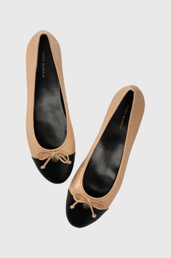 Tory Burch balerini de piele CAP-TOE BALLET bej 154513.200