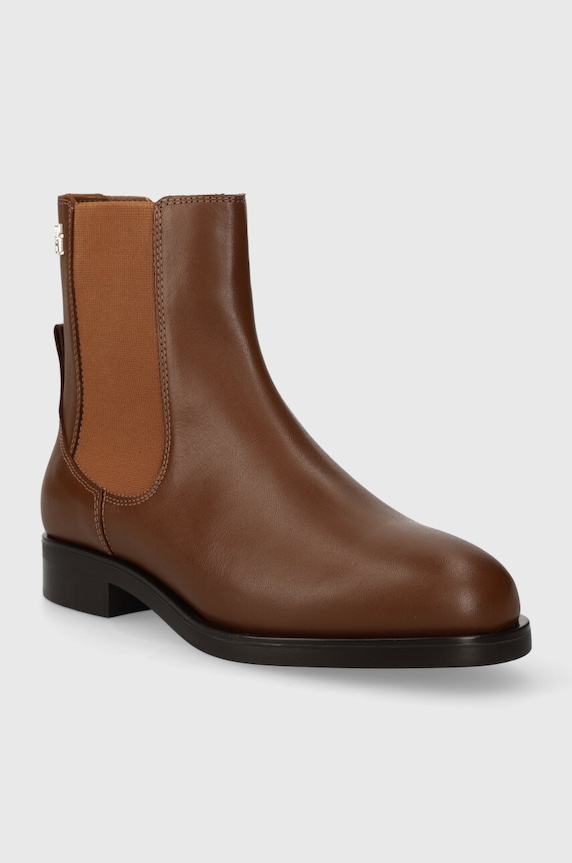 Кожени боти челси Tommy Hilfiger ELEVATED ESSENT THERMO BOOTIE FW0FW07483 кафяв AW23