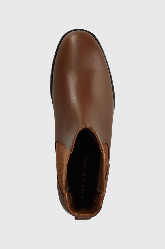Кожени боти челси Tommy Hilfiger ELEVATED ESSENT THERMO BOOTIE кафяв FW0FW07483