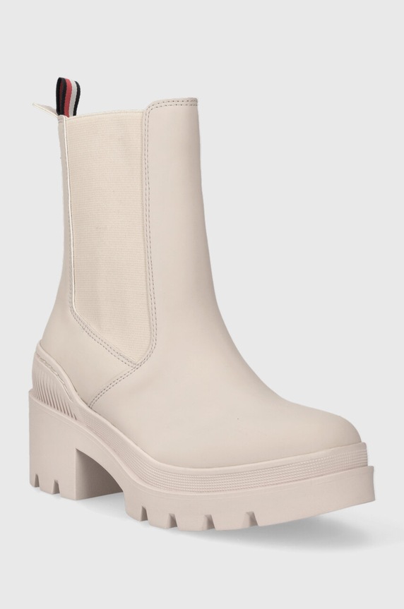 Боти челси Tommy Hilfiger RUBBERIZED MID HEEL BOOT FW0FW07520 бежов AW23
