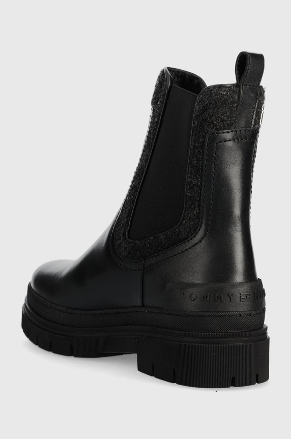 Boty Nízké kozačky Tommy Hilfiger FEMININE FELT CHELSEA BOOTIE FW0FW07655 černá