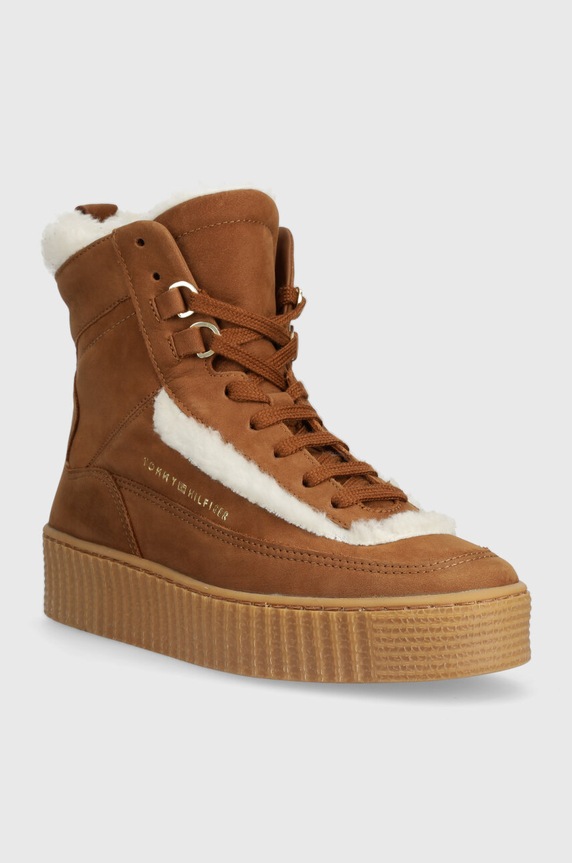 Tommy Hilfiger sneakersy ESSENTIAL LACE UP WARMBOOTIE FW0FW07503 brązowy AW23