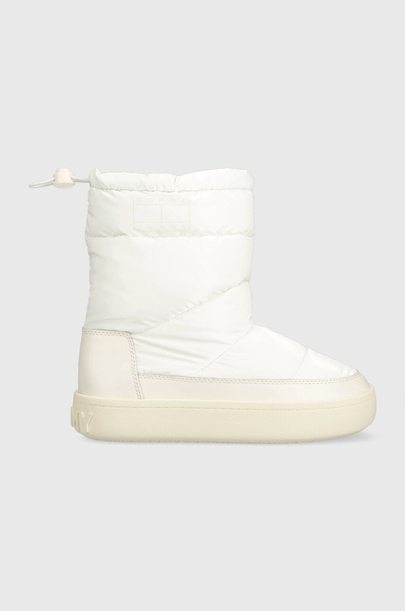 Μπότες χιονιού Tommy Jeans TJW WINTER BOOT υφασμάτινο λευκό EN0EN02252