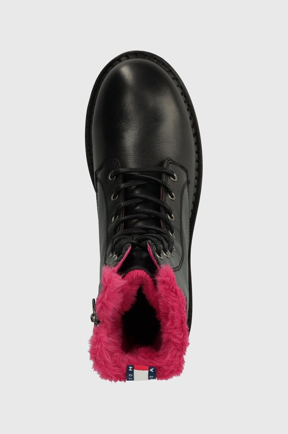 Кожени кубинки Tommy Jeans TJW W URBAN BOOT SMOOTH LTR WL черен EN0EN02402