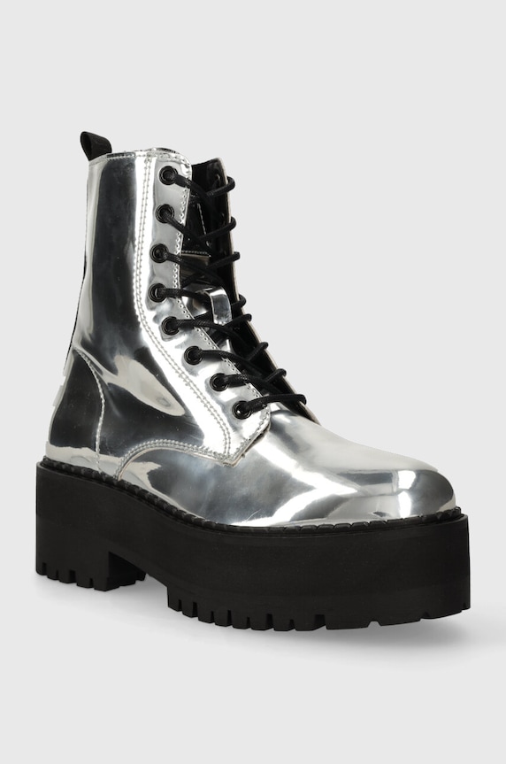 Боти Tommy Jeans TJW FLATFORM ZIP UP METALLIC EN0EN02403 сребърен AW23