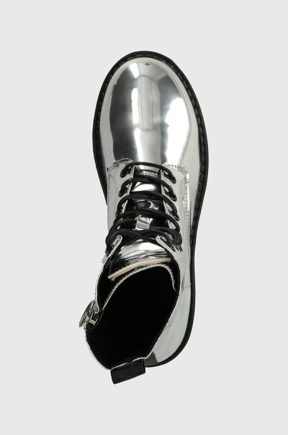 Боти Tommy Jeans TJW FLATFORM ZIP UP METALLIC сребърен EN0EN02403