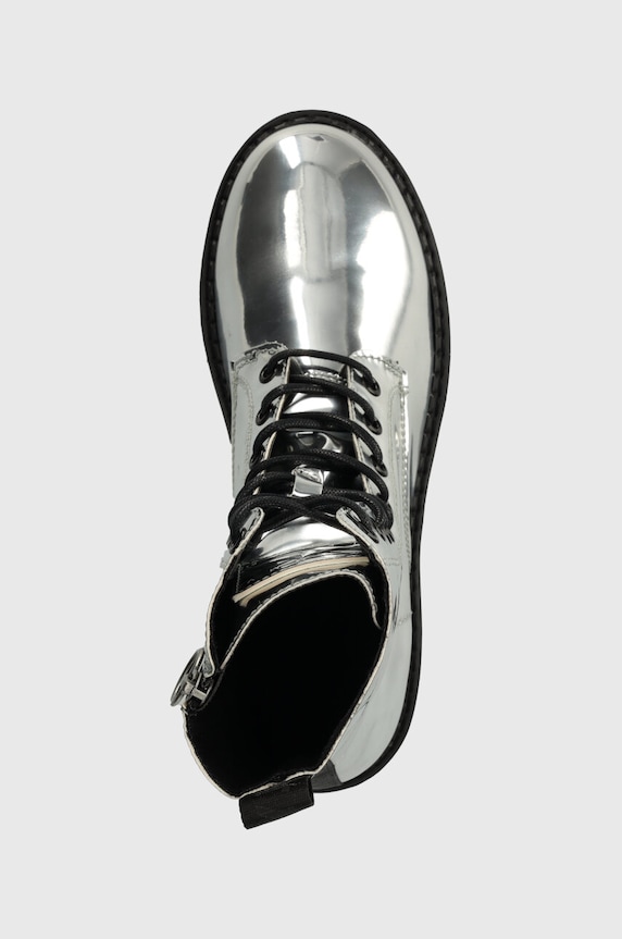Боти Tommy Jeans TJW FLATFORM ZIP UP METALLIC сребърен EN0EN02403