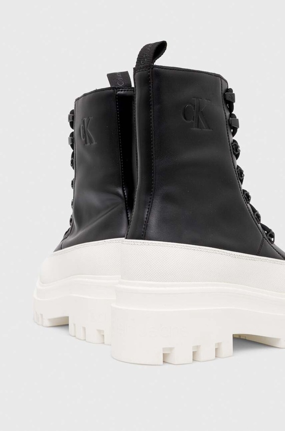 Obuwie Calvin Klein Jeans workery skórzane FLATFORM LACE UP BOOT LTH YW0YW01110 czarny