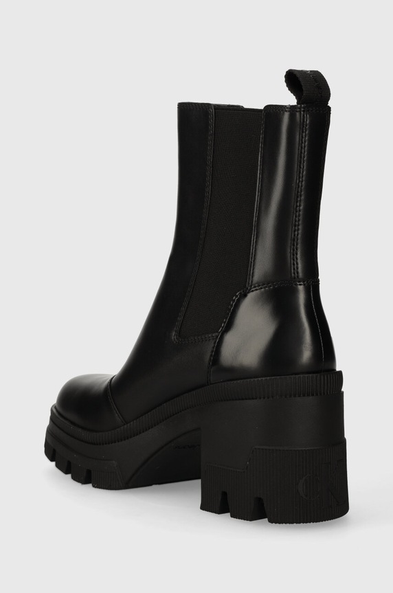 Обувки Кожени боти Calvin Klein Jeans CHUNKY HEELED CHELSEA BOOT LTH YW0YW01112 черен