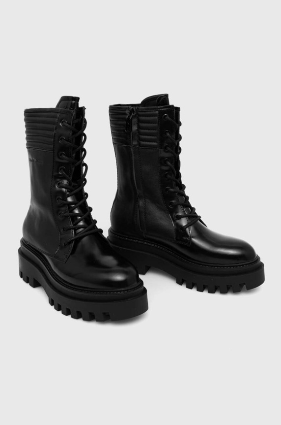 Кубинки Calvin Klein Jeans FLATFORM KNEE BOOT LACEUP LTH WN YW0YW01137 черен AW23