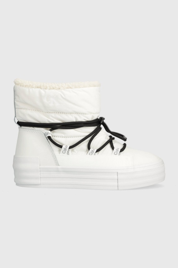 Snehule Calvin Klein Jeans BOLD VULC FLATF SNOW BOOT WN zateplené biela YW0YW01181