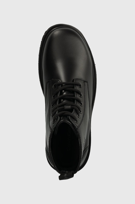 Nízké kozačky Calvin Klein Jeans EVA MID LACE UP BOOT LTH WN černá YW0YW01263