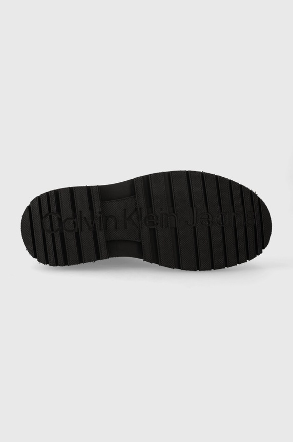 Nízké kozačky Calvin Klein Jeans EVA MID LACE UP BOOT LTH WN YW0YW01263 černá