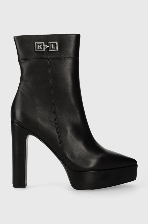 Karl Lagerfeld botki skórzane SOIREE PLATFORM słupek czarny KL31760.000