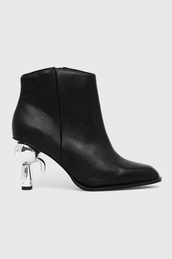 Karl Lagerfeld botki skórzane IKON HEEL słupek czarny KL39035.000